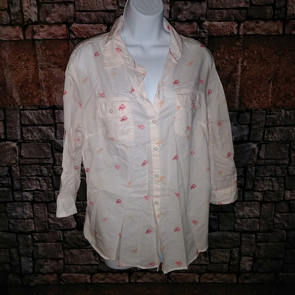 Croft & Barrow light pink lobster shirt sz Large